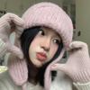 Small face solid color ear protection knitted hat women's winter warm hat wool hat versatile cute flying Lei Feng hat