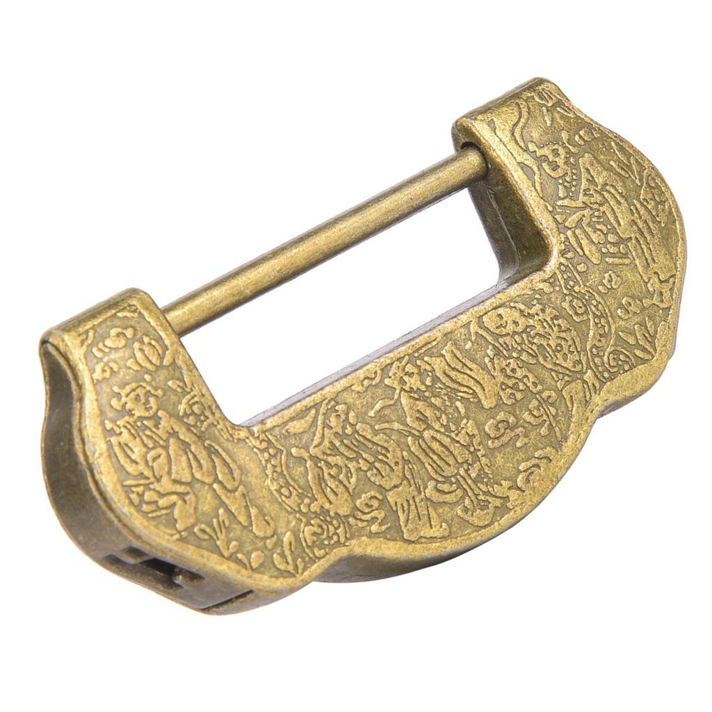 Zinc Alloy Antique Lock Ming Qing Dynasty Retro Style Door Cabinet Lock with TasselBronze