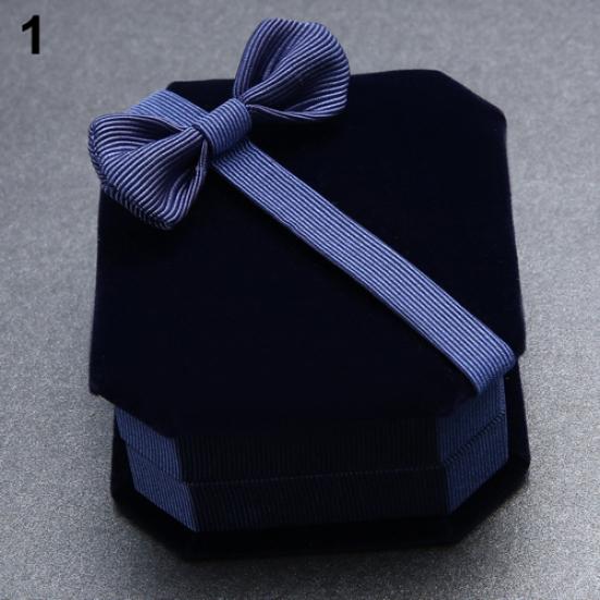 Bowknot Decor Necklace Ring Earrings Show Case Display Storage Jewelry Gift Box
