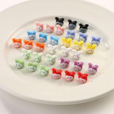 Cute Little Rabbit Glazed Ceramic Beads for DIY Jewelry and Accessories