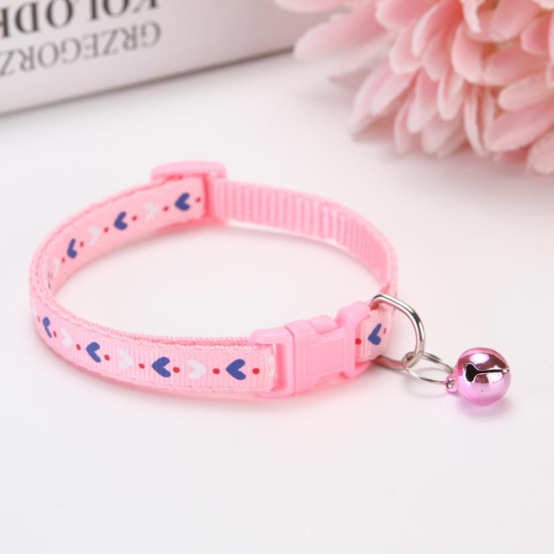 

Adjustable Love Arrow Dog Kitten Cat Collar with Bell Polyester Buckle Collars for Small Dogs Kitten Accessories Supplies 1 Pc рожевий