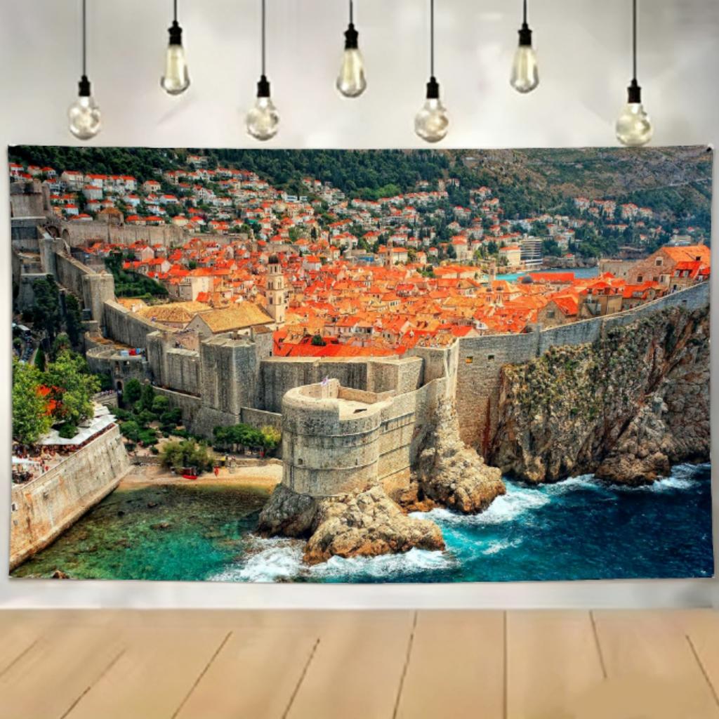 Kings Landing Landscape Pattern Tapestry Student Dorm Bedroom Decor Home Tapestry High Quality Fabric Multi Size Flat Print
