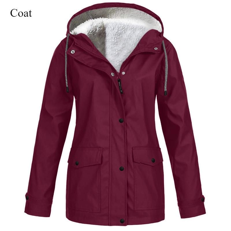 

Однотонное пальто средней длины с капюшоном для альпинизма с бархатной курткой, теплая ветрозащитная женская куртка Hardshell на осень-зиму 5XL