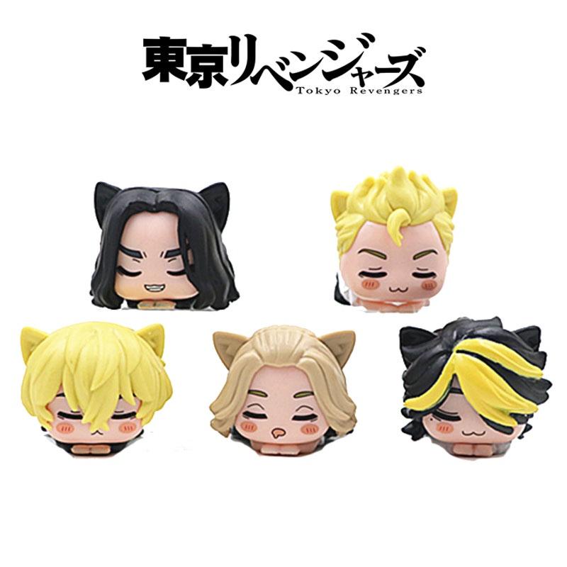 5-piece Tokyo Avenger Cat-ear Sleeping Handmade Pvc Figures Set