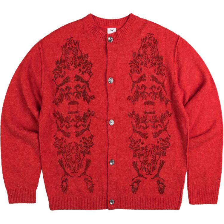 Puma x Aries Knitted Cardigan Red Unisex Tops 627978-11
