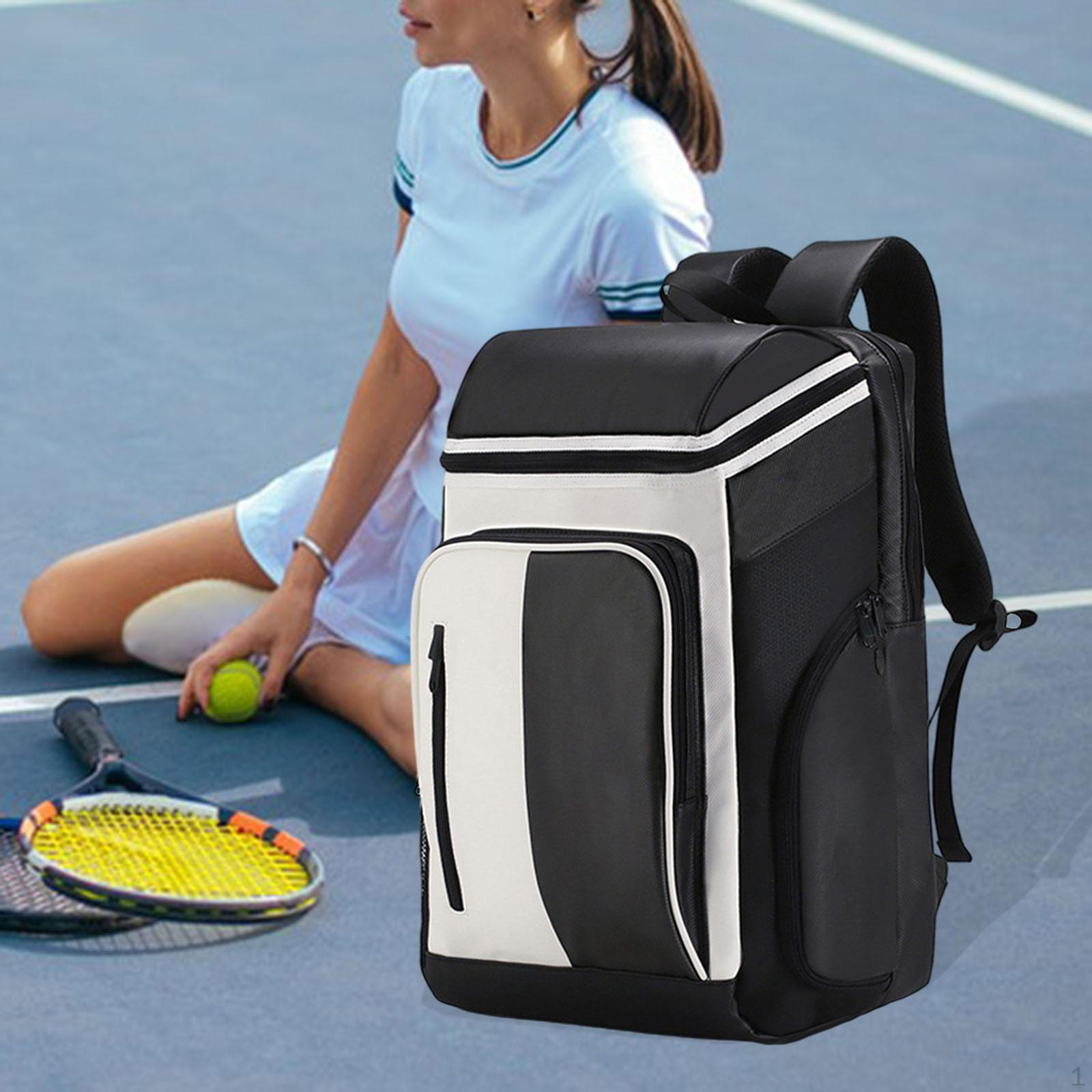 

Tennis Backpack Badminton Bag Large Capacity Organizer Pickleball with Shoe Blue Orange