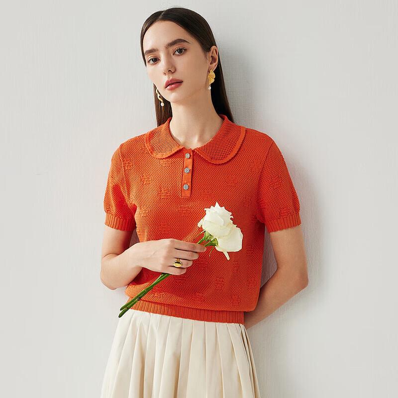 Zhaojun Women's Silk Blend Peter Pan Collar Knit Top