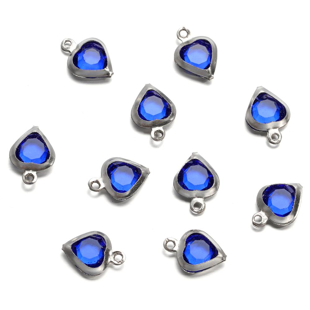 10 Stück/Los 7,5 mm Edelstahl Herz mit Strasssteinen Anhänger für Halskette Armband Anhänger DIY Schmuckherstellung Zubehör