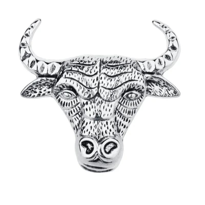 1Pc Retro Bull Head Brooch Alloy Animal Lapel Pins Badge Suit Shirt Badge Brooches For Men Jewelry Accessories