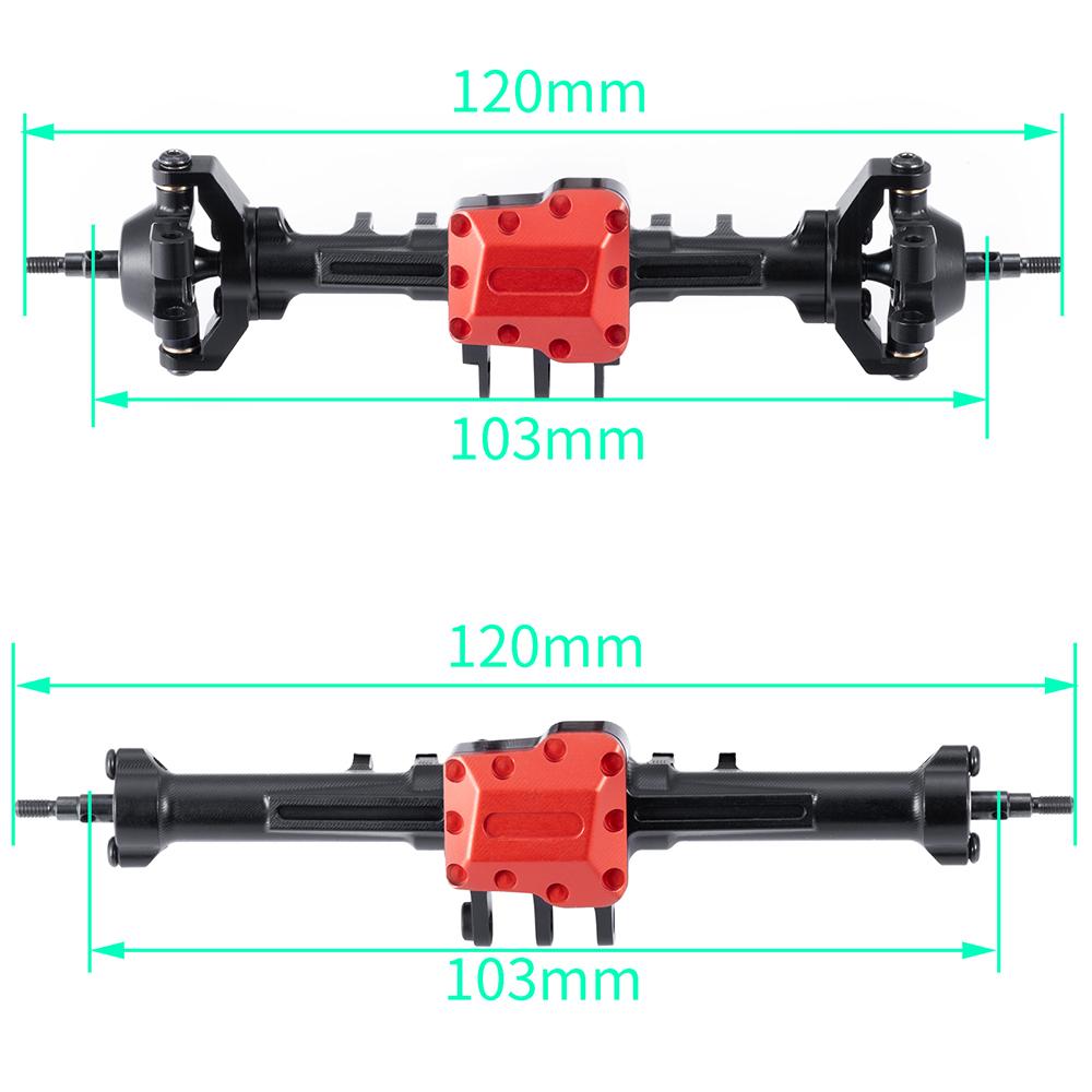 YEAHRUN Aluminum Extended Front Rear Axles for 1/18 RC Micro Crawler Car TRX4M Defender Bronco High Trail K10 Parts
