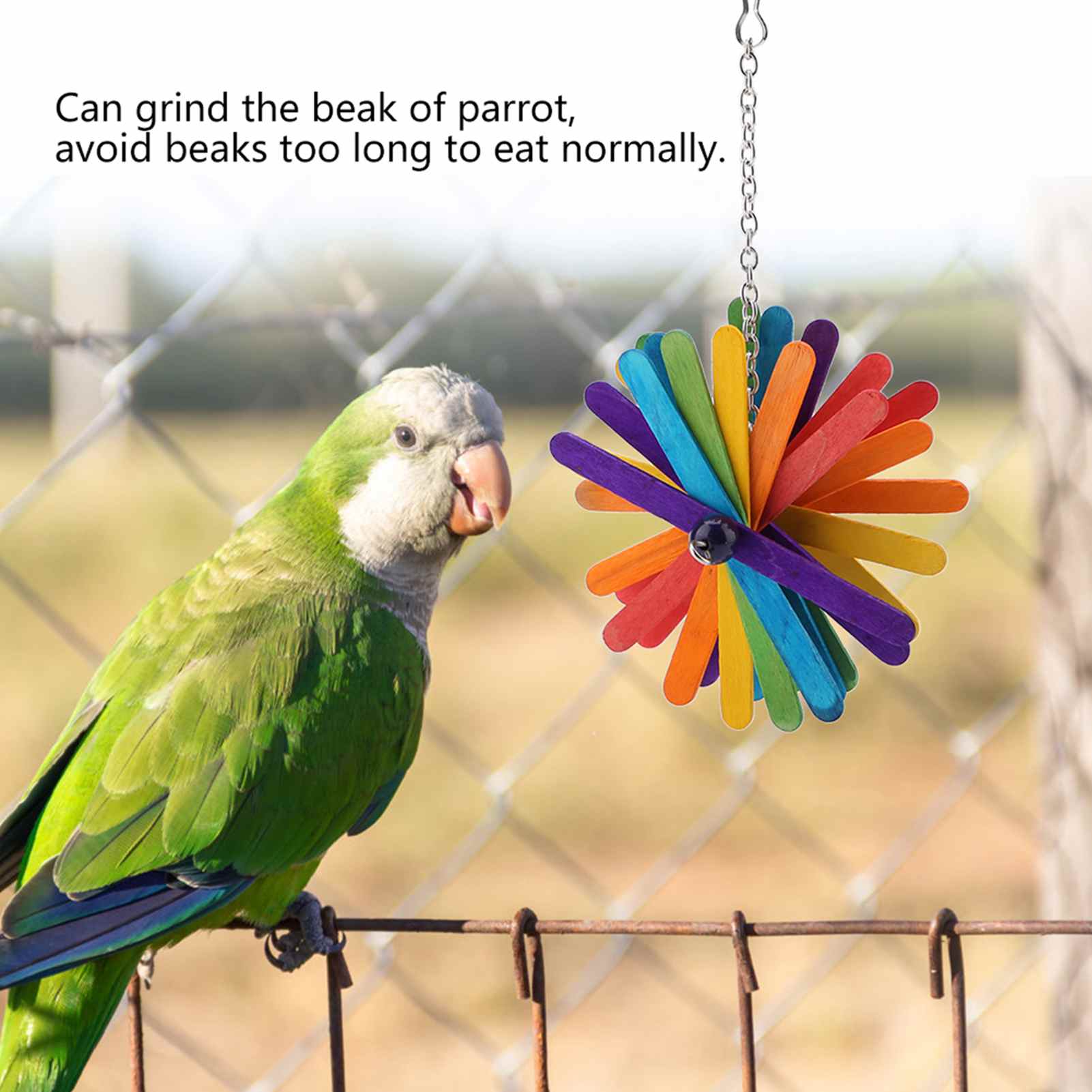 

2PCS Wooden Bird Chew Toy Grinding Teeth Multicolored Popsicle Stick Parrot Toy for Birds Cage Supplies