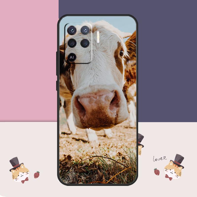Funny Cow Face Case For OPPO A57S A54S A53S A96 A76 A5 A9 A15 A16 A17 A18 A78 A98 A54 A74 A94 A52 A72 A77