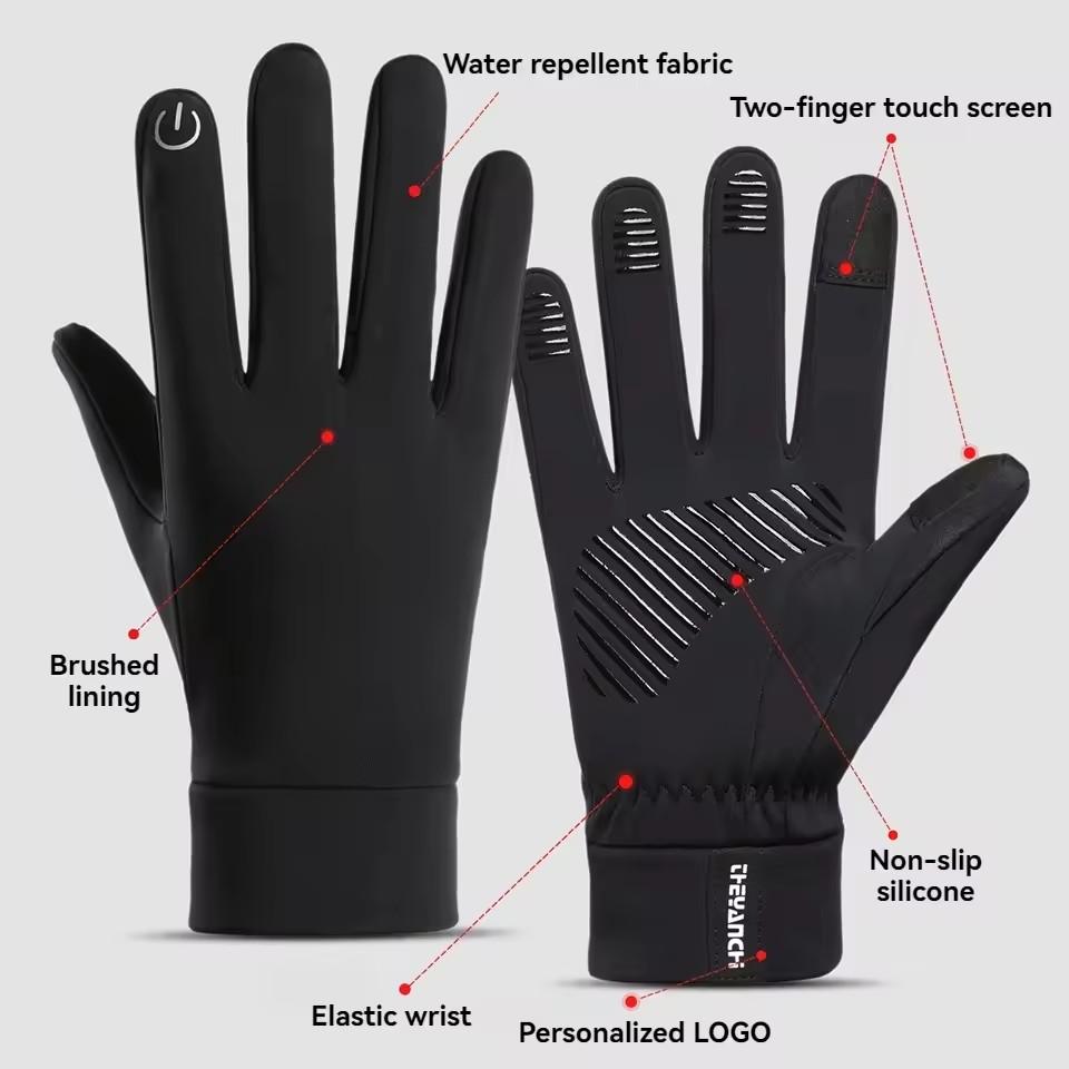 Waterproof Riding Full Finger Gloves for Men Outdoor Motorcycle Riding Touch Screen Anti Slip Gloves Winter Warm Thick Accessory