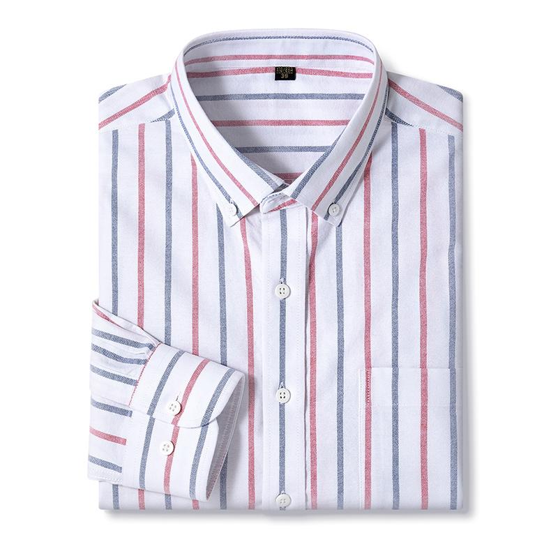 Camicie Oxford in Cotone Casual da Uomo con Taschino Singolo, Manica Lunga, Vestibilità Standard, Comode, Button-down, a Quadri