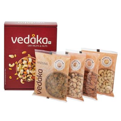 Vedaka Premium Trockenfrüchte-Geschenkbox | 1 kg | Mit Mandeln, Cashews, Rosinen, Pistazien und Cranberries | (je 200 g)
