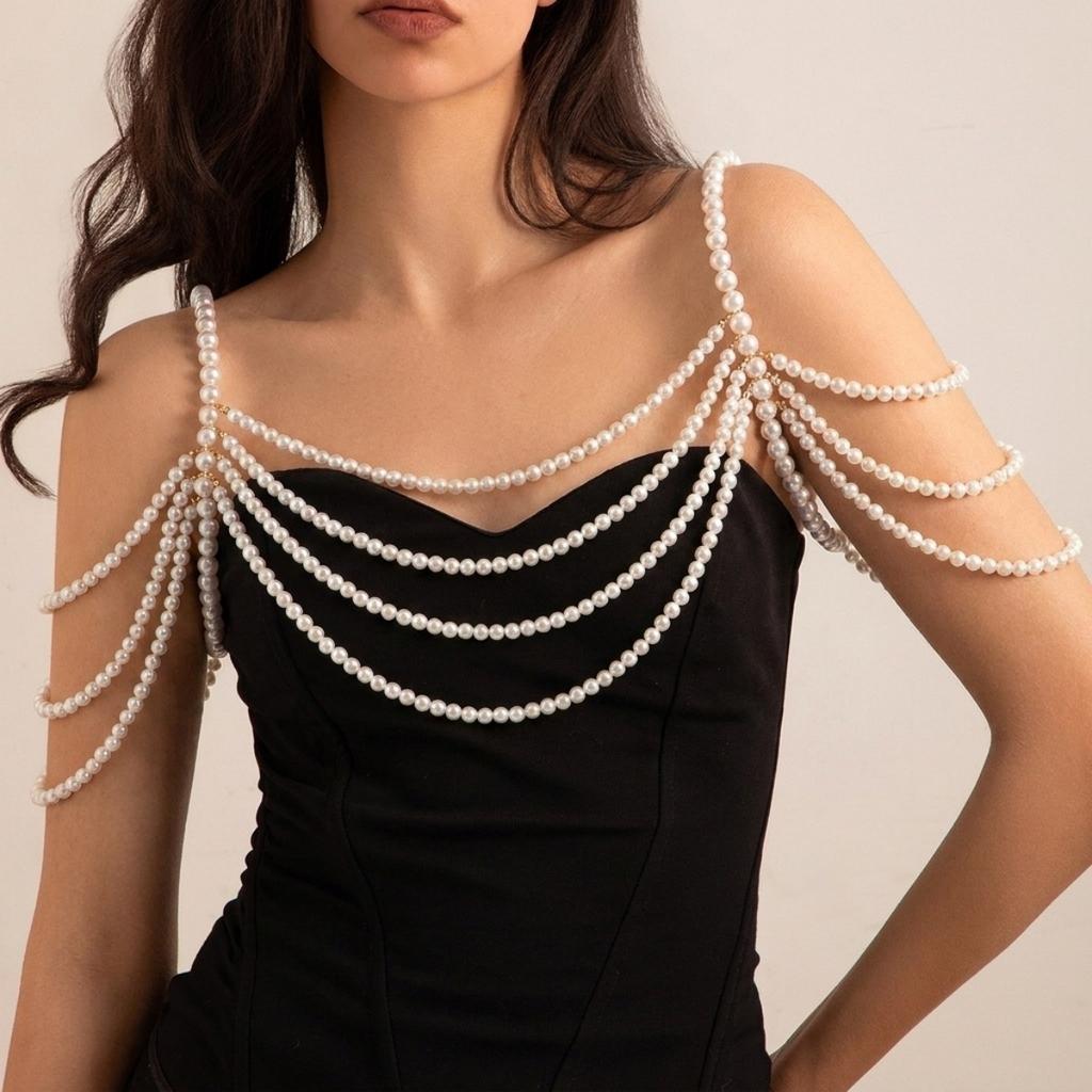 Baroque Irregular Imitation Pearl Beads Necklace For Women Men Minimalist Multilayer Pearl Chain Choker Versatile Body Jewelry