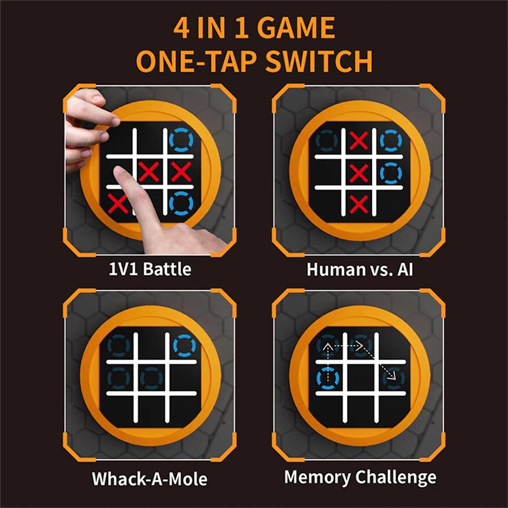 4in1 Tic Tac Toe Electronic Handheld Personal Challenge Game Console, Party Puzzle Interactive Game Toy Christmas Birthday Gifts