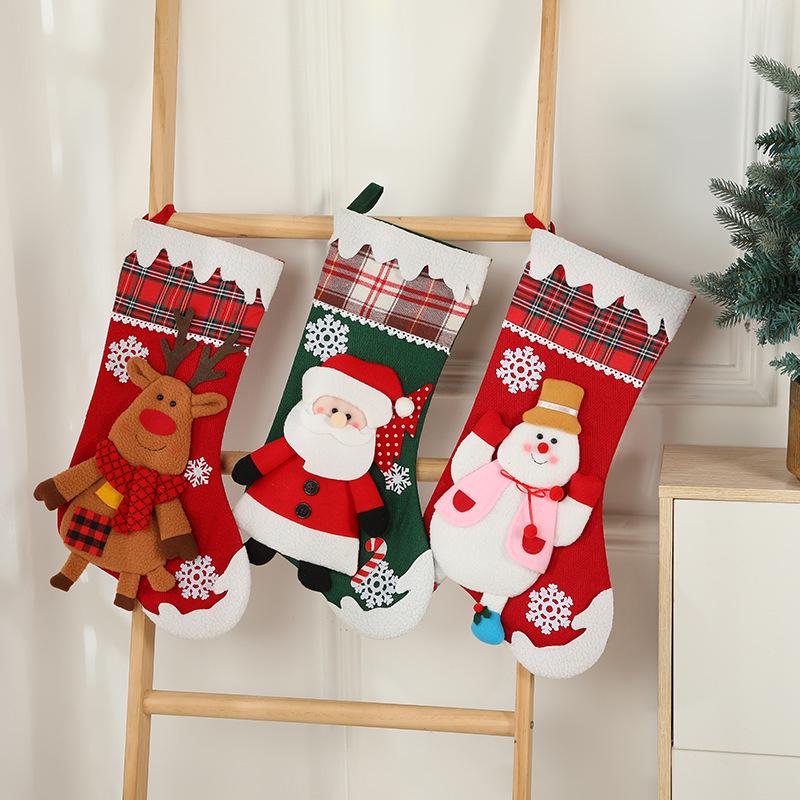 Christmas Cartoon Characters Window Hanging Ornament - Santa, Reindeer, Snowman Stocking & Gift Bag Decor
