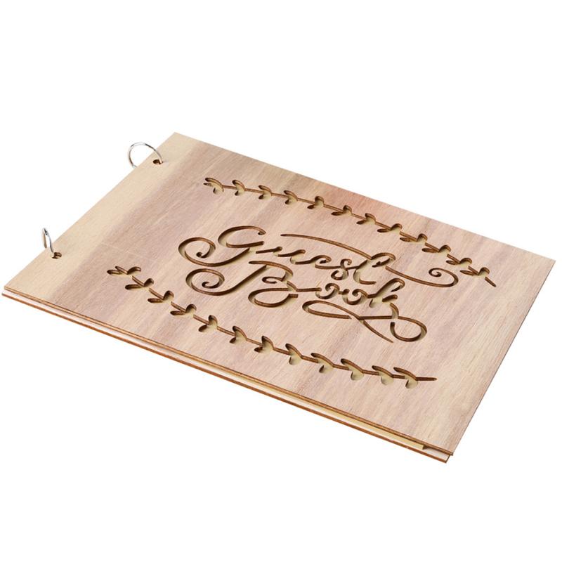 Boxwood Wedding Guestbook Notepad Hollow Design Rustic Style Memorial Sign-in Book 20 Inner Pages