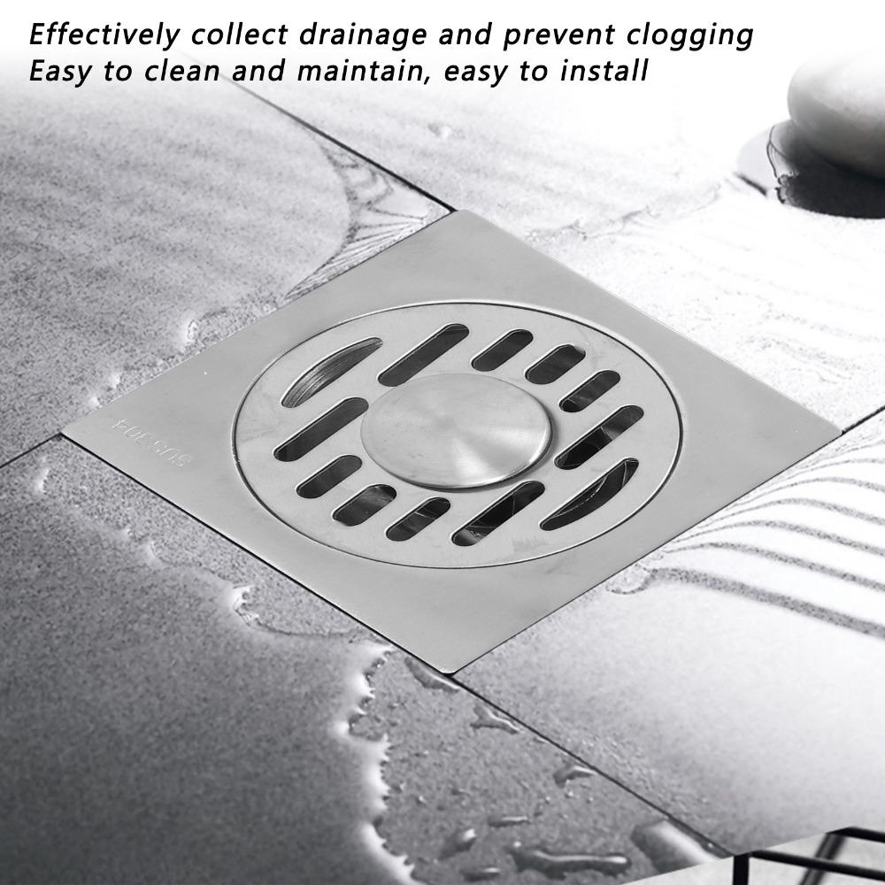 304 Stainless Steel Floor Strainer Square Shower Drain Efficient Floor Drain Kitchen