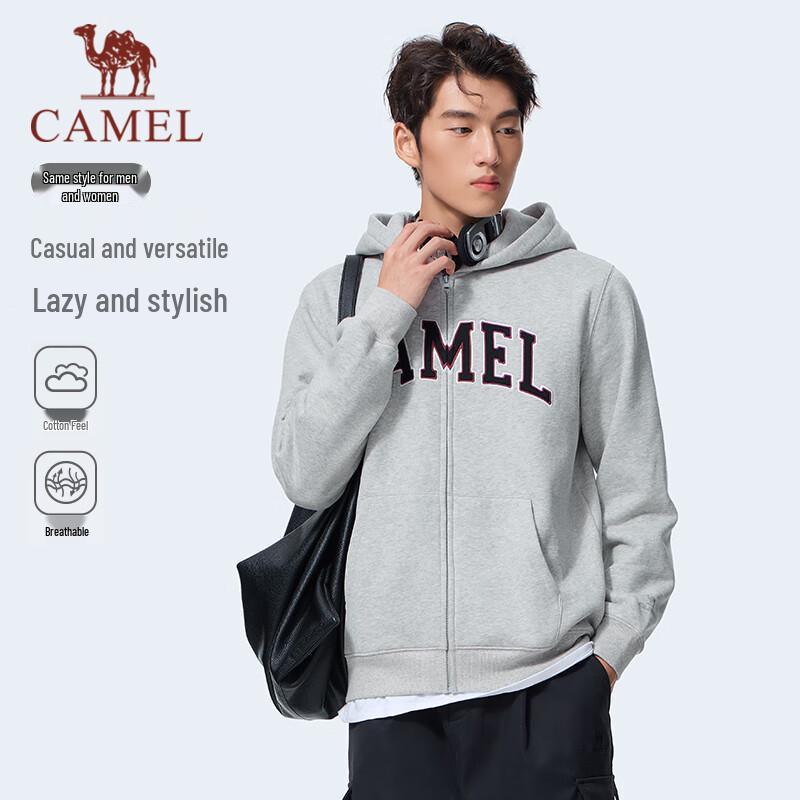 CAMEL Unisex Fleece-Lined American Style Hoodie M