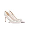 Fashion 2025 New Summer Rhinestone Pearls White Wedding Shoes Women Sexy Pointed Satin High Heels Pumps Stiletto Bride Shoes