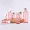 Dropper Bottles Refillable 5-100Ml Rose Gold Lid Cosmetic Container Glass Aromatherapy Liquid For Essential Massage Oil Pipette