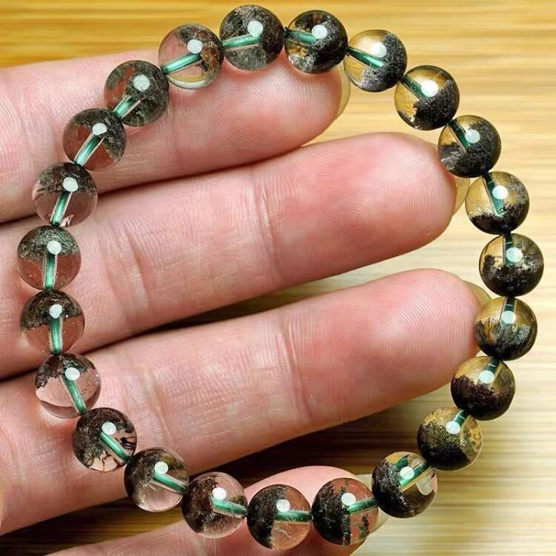 Natural Crystal Green Ghost Bracelet Women's Melaleuca Mountain Cornucopia Green Ghost Bracelet Men's and Women's Couple Bracelet Gift