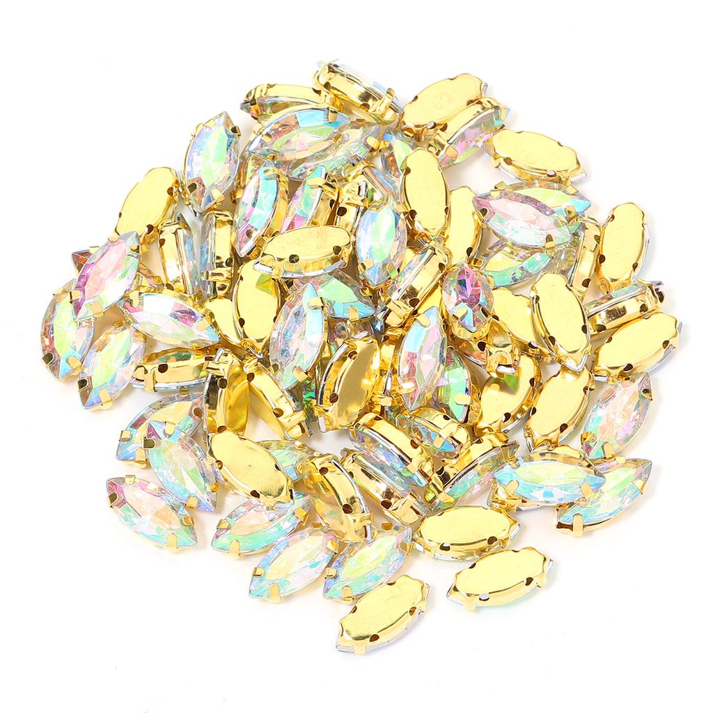 50 Stück Bunte Pferdauge Zum Aufnähen Acryl Strasssteine Mit Goldener Kralle Glas Kristall Zum Aufnähen Perlen Für Kleidung Kopfbedeckung Dekoration