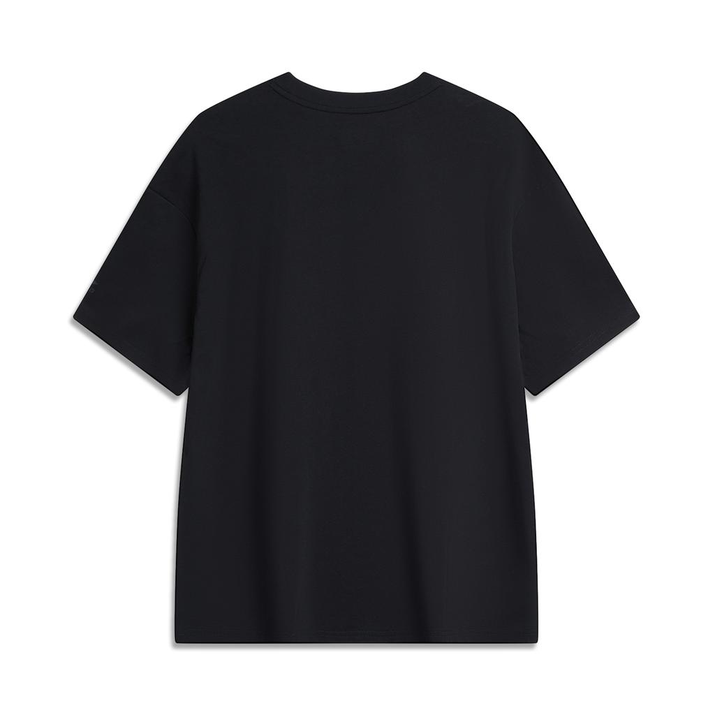 Li-Ning Cool Tea T Quick-Dry Cool Casual Sports Top Letter Print Round Neck Loose Short Sleeve Drop Shoulder T-Shirt Women Tops Black AHSU750-1