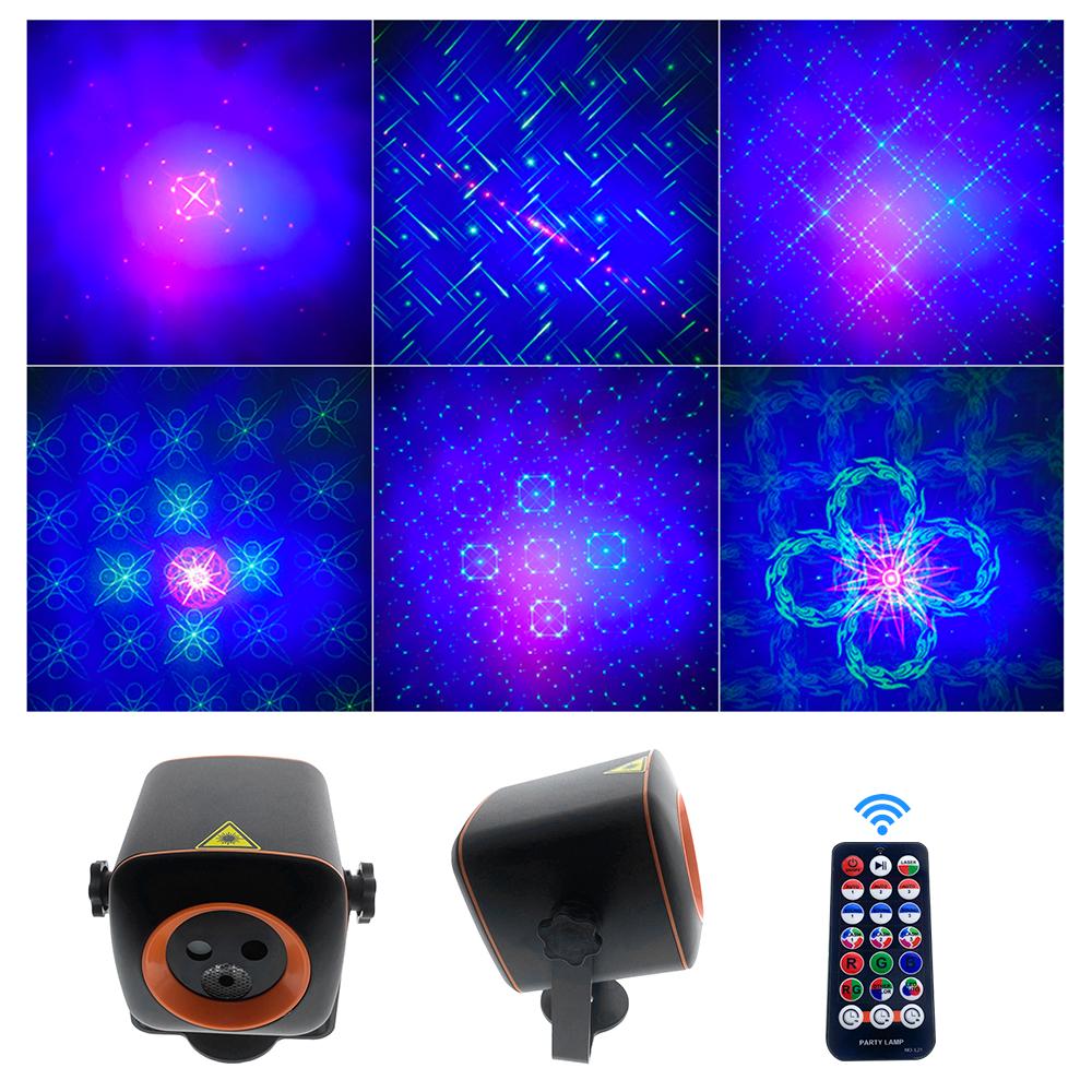 RGB LED Stage Light Disco DJ Laser Projector Lamp Sound Activated Strobe Light Remote Control Party Light for Home Bar Club