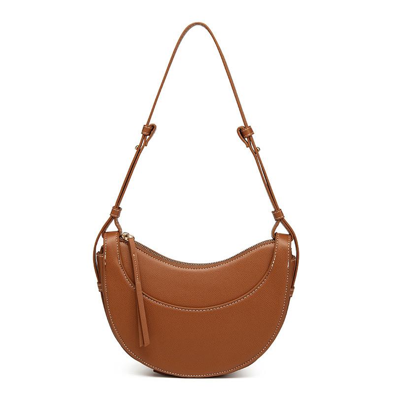 Ielgy French Niche Design Messenger Saddle Bag Crescent Bag Soft Leather High-End Underarm Bag