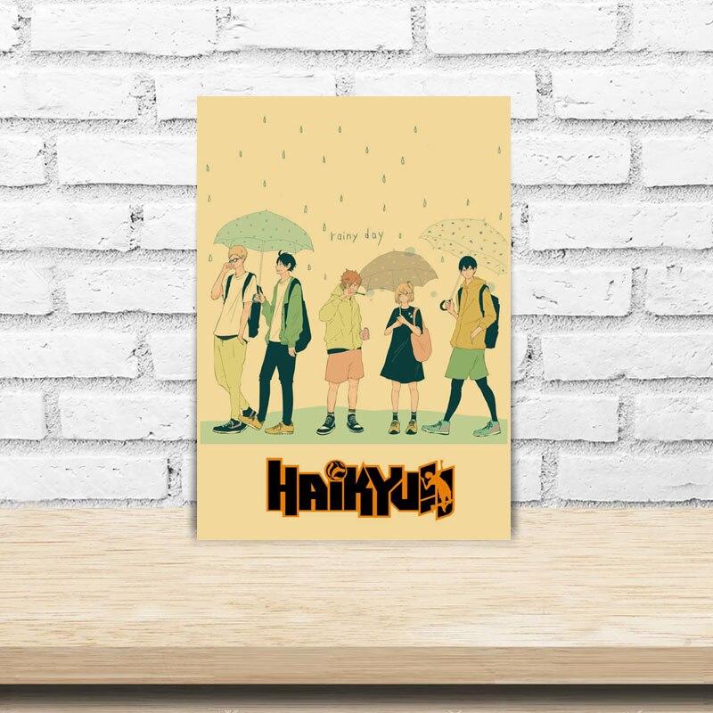 Anime Haikyuu Poster Retro Kraft Paper Volleyball Boy Prints Modern Home Decoration Mural Wall Art Painting Room Decor Aesthetic