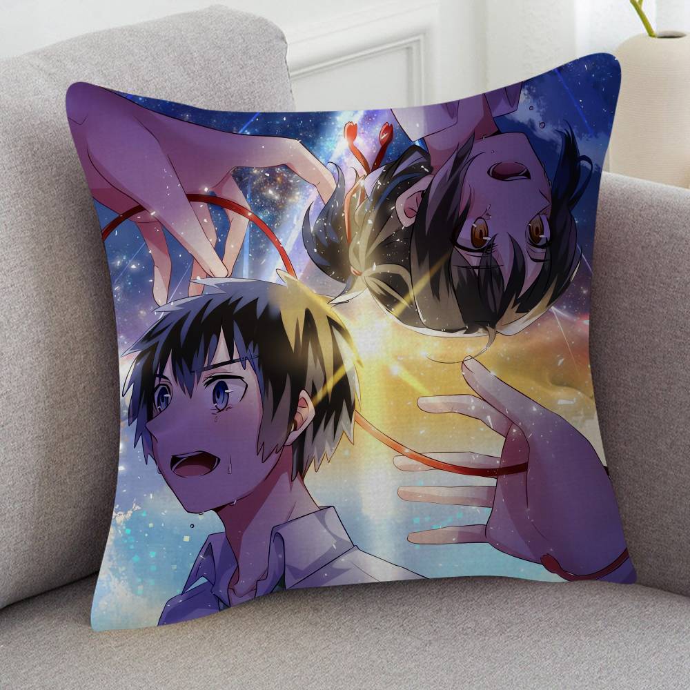 Anime Your Name Soft Comfortable Pillow Case Cartoon For Sofa Living Cat Room Home Office Retro Decor Protective Cover