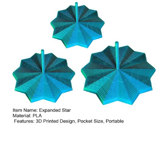1/3Pcs 3D Printed Expanded Fidget Star Expandable Fractal Hexagon with Handle Stress Anxiety Relief Honeycomb Whirling Spiral Star Sensory Toy