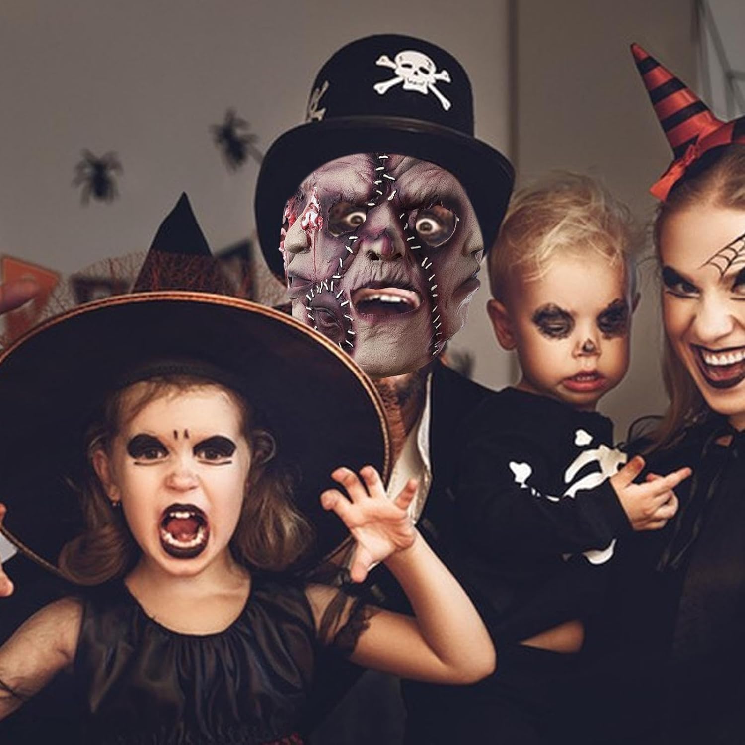 

Маски ужаса на Хэллоуин в виде трех лиц привидений Adult One Size красный