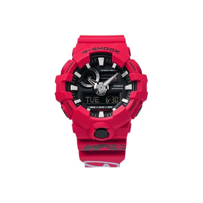 

CASIO Men Liquid Crystal/Analog Dual Display Series Black Watch GA-700-4APRG Red Regular Watch Box
