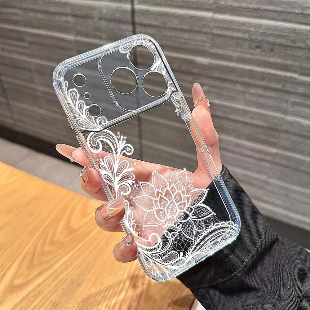 Transparent Clear Lavender Phone Case For Apple Iphone 17 Pro Max 16 15 14 Plus 17Air Rose Flower Oil Painting Shockproof Cover