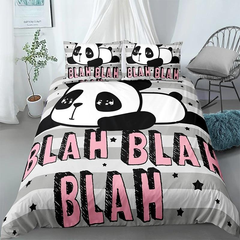 Panda Printed 2/3pcs Bedding Set Bamboo Duvet Cover for Adult Child Bedclothes and Pillowcases Comforter Covers Bed Sets King