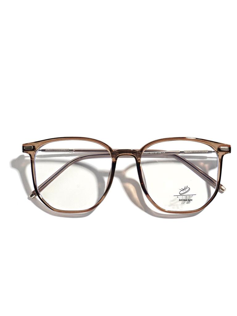 Xunge Retro Tea-Colored Flat Lens Glasses for Women