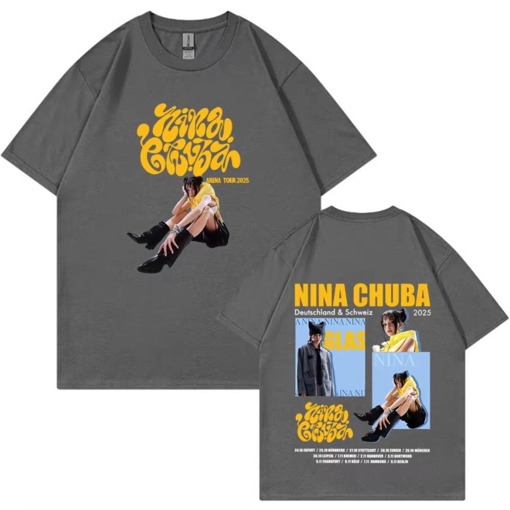 Nina Chuba Trendy Graphic T Shirt 2025 New Mens Women Oversized Aesthetic Cotton Y2K Short Sleeve Summer Print Loose Tees Unisex