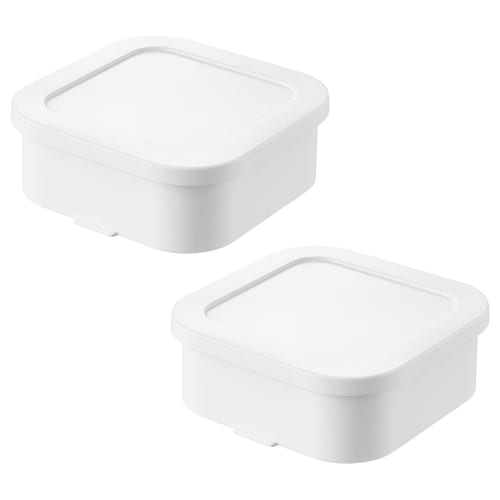 Yamazaki Tower Easy-to-Warm Standing Frozen Rice Containers, Set of 2, White, W12.2 x D12.2 x H4.5cm (per container), Dishwasher and Microwave Safe, I