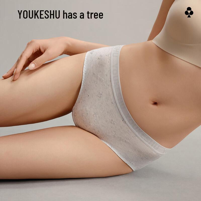 Youkeshu Women's A-Class Slub Cotton Antibacterial Mid-Rise Briefs