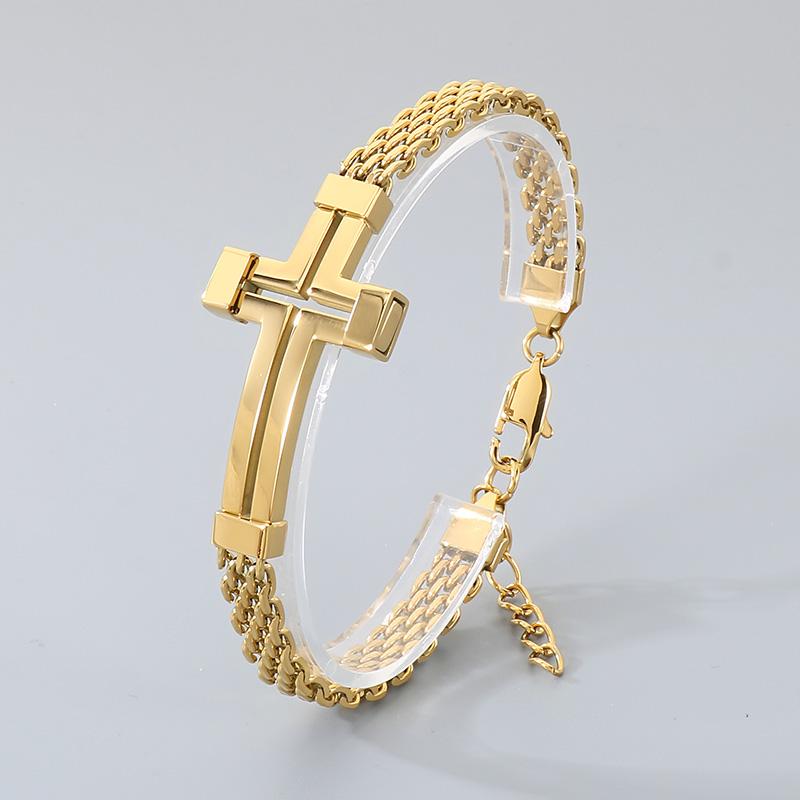 Classic Cross Stainless Steel Bracelet for Men Trendy Men's Casual Sweatshirt Accessories Fashion Jewelry Party Gifts