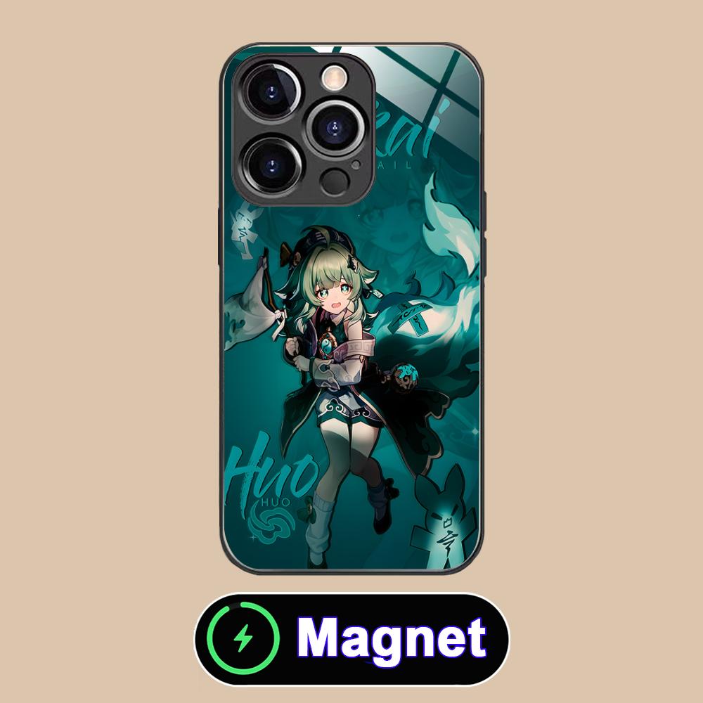 HSR Huohuo Glass MagSafe Mobile Phone Case for iPhone 17 16 15 14 13 12 11 Air Pro Max Plus Mini Colorful Cover