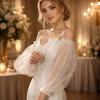 Elastic Cuff Bridal Arm Sleeves Breathable Pleated Puff Sleeve Lantern Long Sleeves  Wedding Party