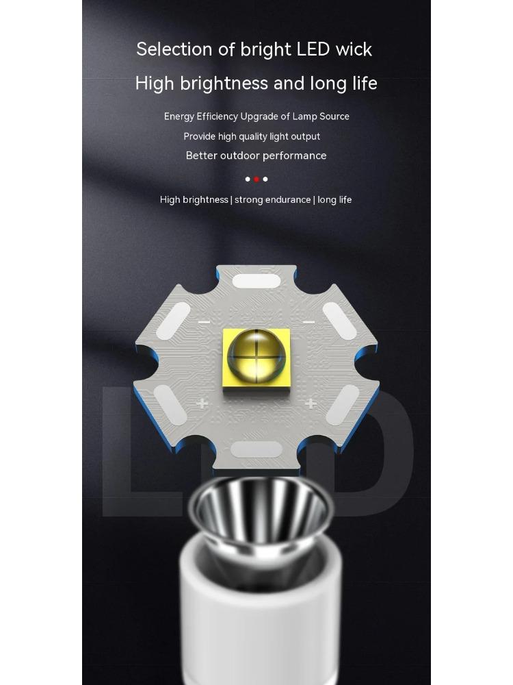 LED Double Light Flashlight Rechargeable Handheld Torch 5 Lighting Modes Outdoor Home Emergency Warning Camping Tool Lights