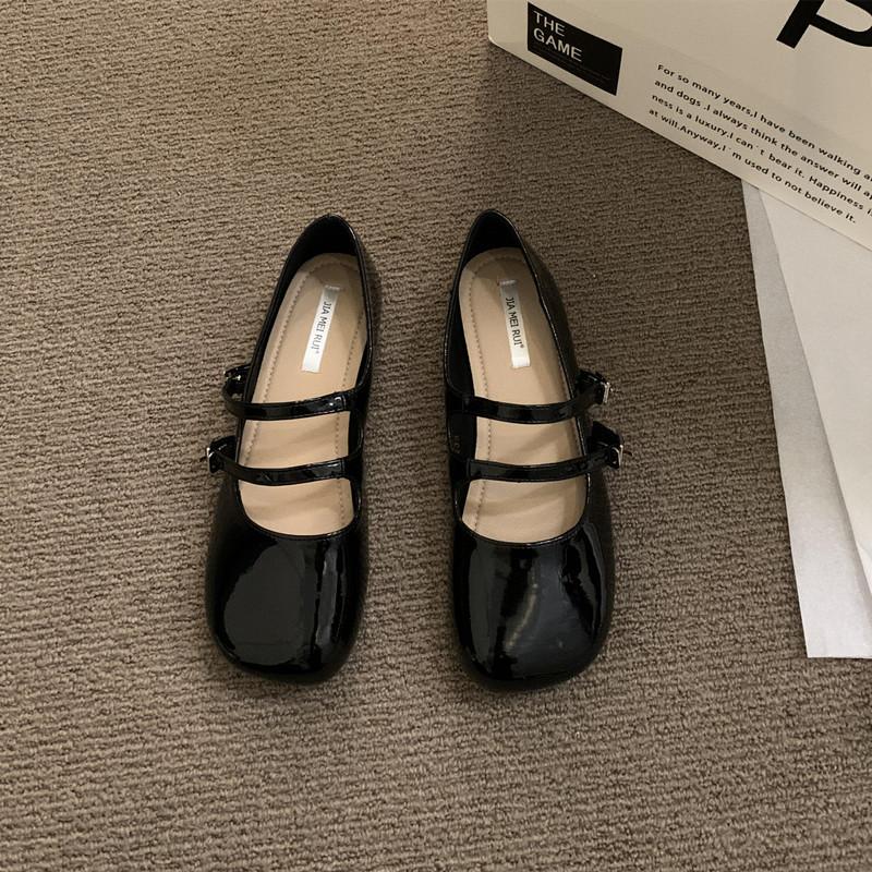 

Мода Bailamos Женские балетки Повседневные на шнуровке Квадратный носок Ретро балетки Низкий каблук Мэри Джейн Мелкие Повседневная обувь Балетки Mujer 39 чёрный