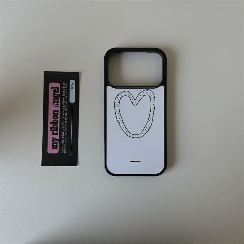 

Minimalist Heart Outline Phone Case For iPhone 17 16 15 14 Pro Max Cute Line Art Black White Protective Cover for Women For iPhone 14