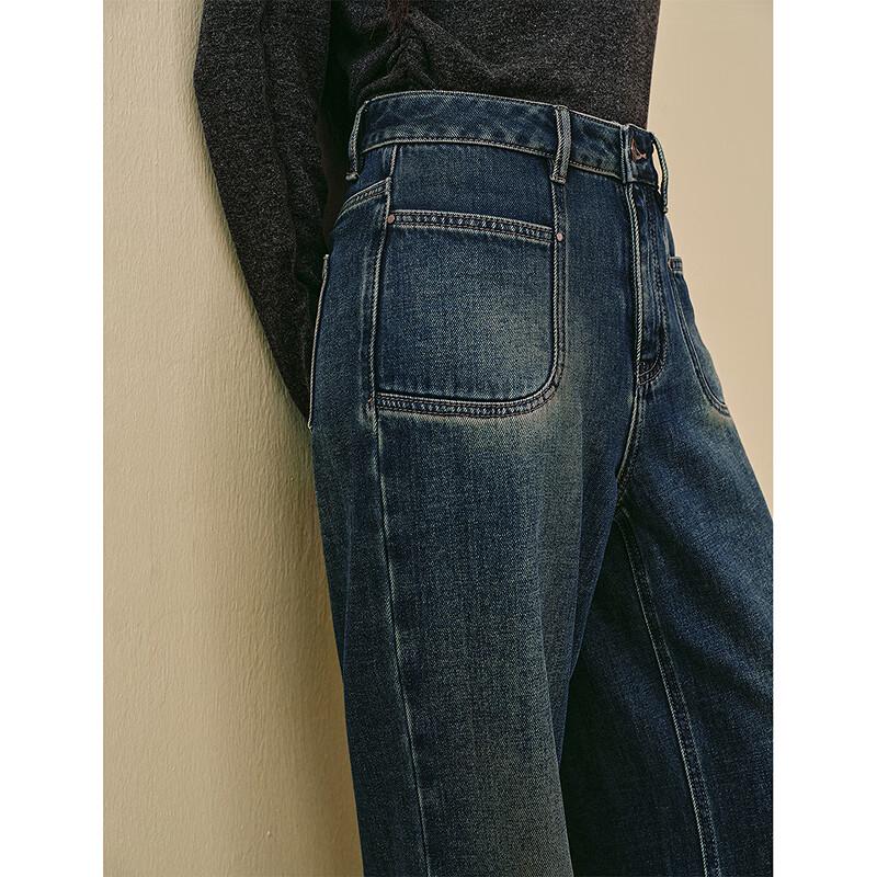 INMAN Retro High-Waist Brushed Wide-Leg Denim Jeans